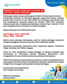 Info PDAM: Gangguan Layanan Air di Wilayah Karangmojo, Semin, dan Ngawen